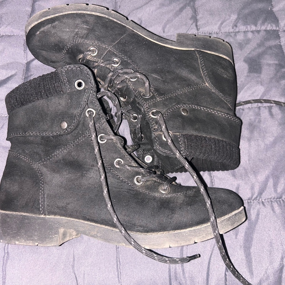 Black Lace-Up Ankle Boots